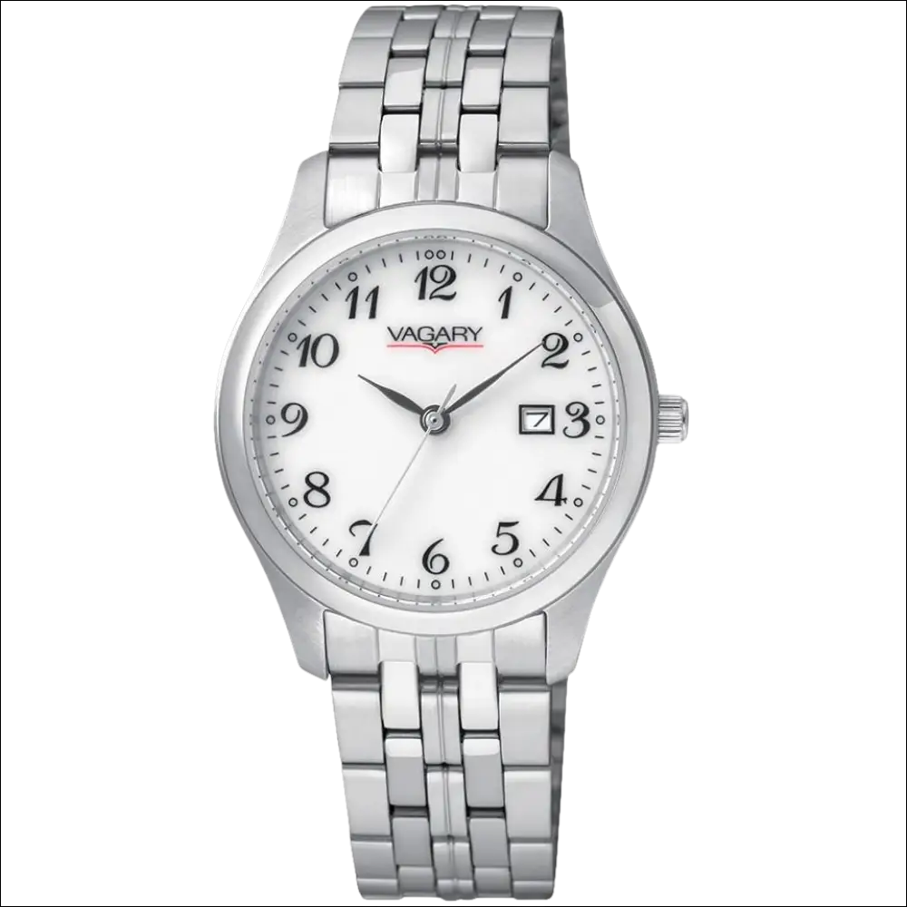 Orologio da donna elegante VAGARY 90th Lady con cassa argento, dial bianco e datario|bonini-gioielli