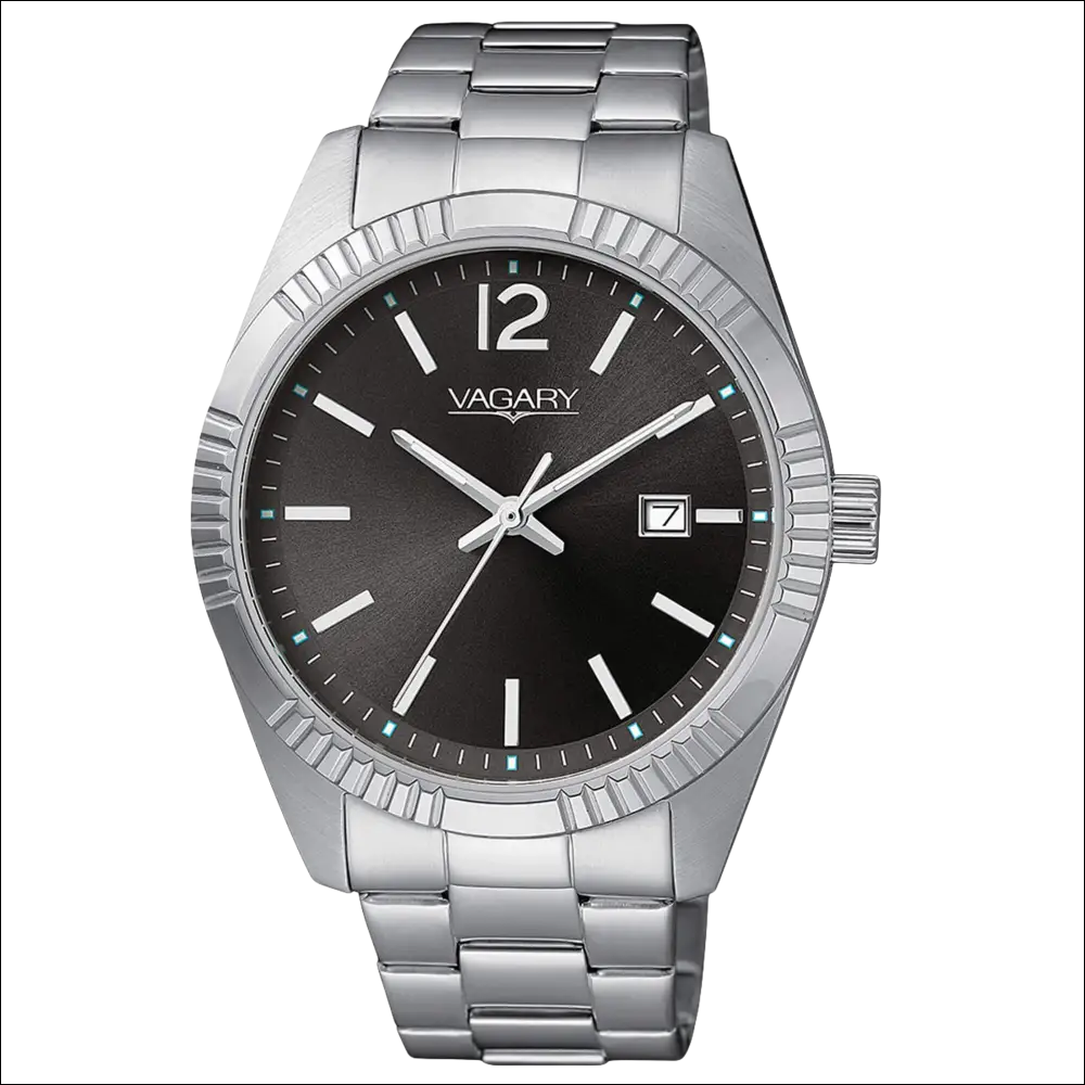 Orologio VAGARY uomo Quartz Timeless IB9-115-61 con quadrante nero e finitura argento